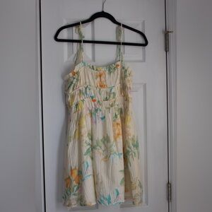 Forever 21 Cream Floral Tie-Shoulder Sundress with Pastel Accents